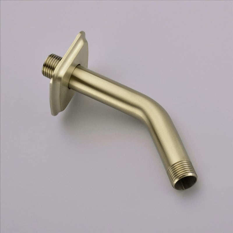 TRUSTMI Shower Arm with Flange, Angled 6-Inch Stainless Steel Replacement Pipe, Wall Mounted Tube for Bathroom Shower Head, Brushed Gold - Image 3